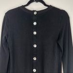 Ermanna Designer Knit Long Sleeve Dress Mother of Pearl Button Back Sz Small Black Photo 8
