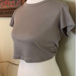 Forever 21 Cute Worn Gray Short Sleeve Crop Top Photo 3