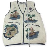 White Stag Collection Nautical Knit Sweater Vest Island Sailboat Coastal Theme L Size L Photo 6
