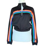 Urban Outfitters Minga London Rainbow Striped Crop 1/4 Zip Black Top Sz S Photo 1