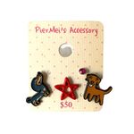 Dachshund & Labrador/Golden Retriever Stud Earring Set Red Photo 0