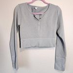 Offline by Aerie Grey Waffle Knit Cropped Sweater L Casual Fall Thermal Warm Gray Size L Photo 0
