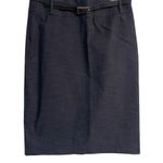 Rafaella pencil skirt with skinny belt sliver buckle navy size 8 Photo 0