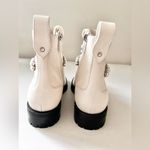 Jimmy Choo Worn Once  Calf Skin Crystal Embellished Cruz Combat Boots White Sz 37 Photo 6