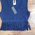 BCBGMAXAZRIA  • Jaleigh fringe crop top sweater knit tank Dark Ink navy blue Photo 6