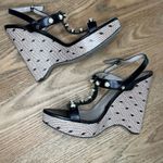 Jason Wu  Leather Polka Dot T Strap Slingback Platform Wedge Black Size 7 Photo 6