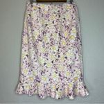Anthropologie Skye Floral Asymmetrical Ruffle Pencil Skirt Size 8 Photo 4