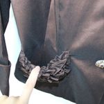 Cachet Womens 8 Satin Metallic Blazer Jacket Ruffled Preppy Edgy Whimsygoth Brown Photo 4