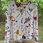 Maeve Anthropologie Winter Snow Day Ski Pass Blouse White Size 6 Photo 0