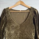 Free People  mini dress velvet smocked pleated boho cocktail party Small Photo 2