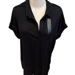 Banana Republic NWT  Linen Blend Polo Shirt Relax Fit Black L Photo 3