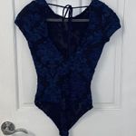 Haute Monde NWOT Floral Velvet And Mesh Bodysuit Photo 4