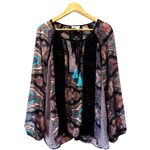 Anthropologie  Meadow Rue Giada Long Sleeve Crochet Detail Blouse Size L Photo 3