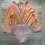 Free People Intimately Orange Purple Tassel Tie Open Back Lace Bodysuit Size M Photo 7