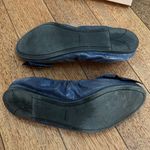 Prada | Distressed Leather Bow Flats Navy Blue 37.5 Photo 4