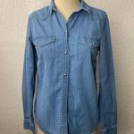 Sézane Sezane Servanne Women's Denim Shirt Long Sleeve Pear Snap Blue Size 34 Photo 4