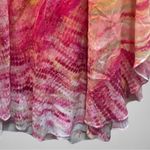 JM Collection Chiffon Overlay Top Ruffle Pink Blouse Women XL Sheer Off Shoulder Photo 3