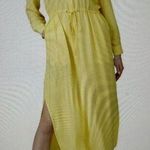 Sita Murt Yellow Linen Blend Button Front Drawstring Waist Midi Shirt Dress 40/8 Photo 1
