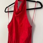 Amanda Uprichard  Red Satin Halter Marla Maxi Dress Open Back Formal Gown Large Photo 9