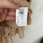 Source Unknown Lace Tie Front Beige Tan Cropped Spaghetti Strap Semi Sheer Tank Top Photo 4