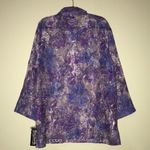 Bonworth  sheer Button Up blouse medium violet NWT Photo 3