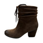 Josef Seibel Suede Ruched Ankle Bootie Brown Suede Size 37 US 6.5 Bow Heeled Photo 0