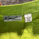 kim rogers  large women’s ondina lime green 100% linen button down 3/4 sleeve Photo 3