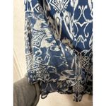 MSK Blue White Print Bell Sleeve Dress Mini Party Boho Batik Retro Cocktail Date Size M Photo 6