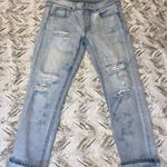 American Eagle Outfitters Women’s Distressed Light Wash Boy Crop Jeans Blue Size 2 Photo 0