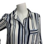 White House | Black Market Tunic Womens Sz 4 Blue Stripe Button Down Long Sleeve Photo 1