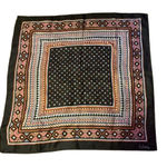 Vintage Echo Silk Scarf Geometric Diamond Print Brown Rust Square Photo 0