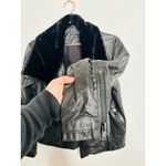 Slate + Willow Black 100% Lambskin Leather Faux Fur Lapel Leather Jacket sz L Photo 8