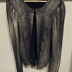 EXPRESS Metallic Black and Gold Cardigan Shoulder Pads Size Large Photo 0