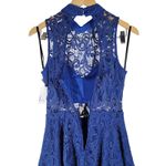 B Darlin  Royal Blue Lace‎ Mock Neck Sleeveless Fit Flare Dress Size S Photo 4