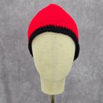 Red Black Crochet Knit Bucket Cap Hat Fun Vintage Y2K Funky Beanie Photo 1
