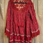 Free People  Cherry Red Boho Lace Nomad Child Mini Peasant Dress Medium Photo 0
