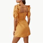 Reformation Women's Spring Bow Linen Corset A-Line Mini Dress | Sz 6 | Yellow Photo 3