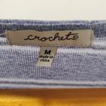 Crochet Blue Striped Long Sleeve Shirt Side Tie Medium Photo 1