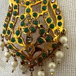 Hyderabadi jadau Earrings in green and pearl Indian jewelry Photo 6