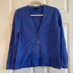 Lands' End Sweater Women's Size XLP Cardigan Sweater Blue Cablenknit V Photo 0