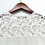 Alexis Dunn V-Neck Crochet Sleeve Top Blouse White Lace Elegant Minimalist Chic Photo 6