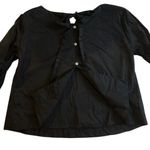 Free People  Black So Obviously Yours Classic Poplin Cotton Bell Sleeve Blouse Photo 6