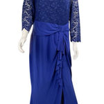 Marina Women Evening Dress Maxi Size 14 W Lace Top Blue Photo 0