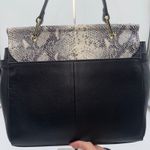 Antonio Melani  Black Leather Snakeskin Top Handle Satchel Handbag Purse Photo 3