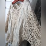 Democracy  Crochet Lace embroidery Boho Blouse top front tie sz L oversized Photo 5