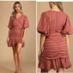 Lulus Cherish This Moment Rusty Rose Ruched Asymmetrical Mini Dress NWT Photo 1