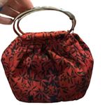 Liz Claiborne red & black print handbag, silver handles. 9” X 8” NWT Photo 1