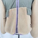 ZARA Women’s Tan Beige Fleece Sherpa Sage Green Zip Jacket X Small Rare Photo 3
