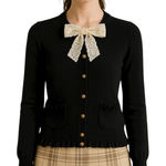 Juicy Couture Vintage Y2k Black Wool Cashmere Ruffle Cardigan Sweater sz S Twee Photo 0