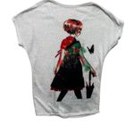 Artsy Boutique Top M White Cotton Beaded Graphic Whimsigoth Fairy Festival Indie Size M Photo 1